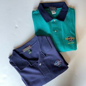 Two Hard Rock Polo Shirts Men's Large - NEW